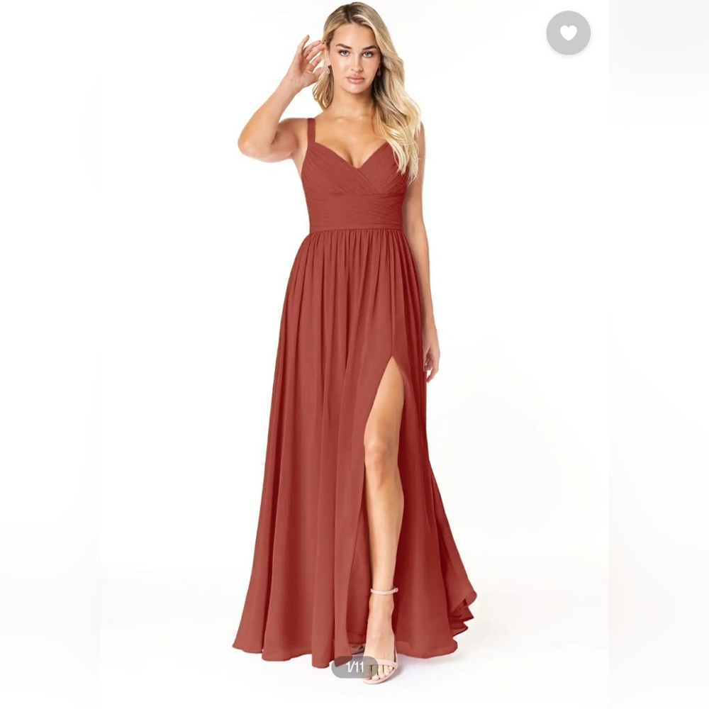 Azazie Rust Maxi Dress